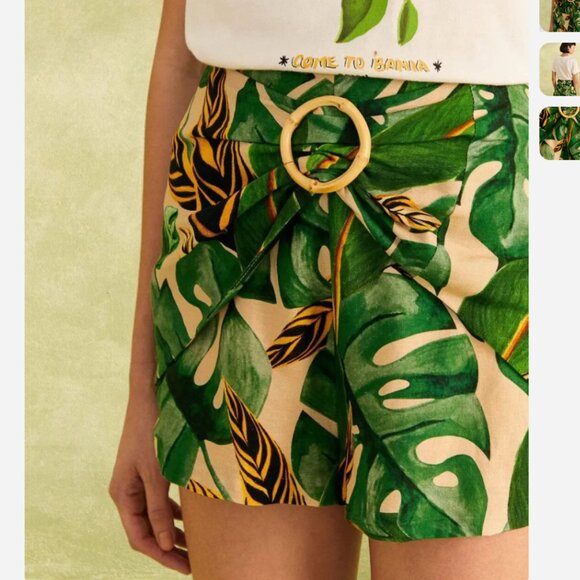 FARM Rio Jungle Green High Waist Shorts - Picture 3 of 5